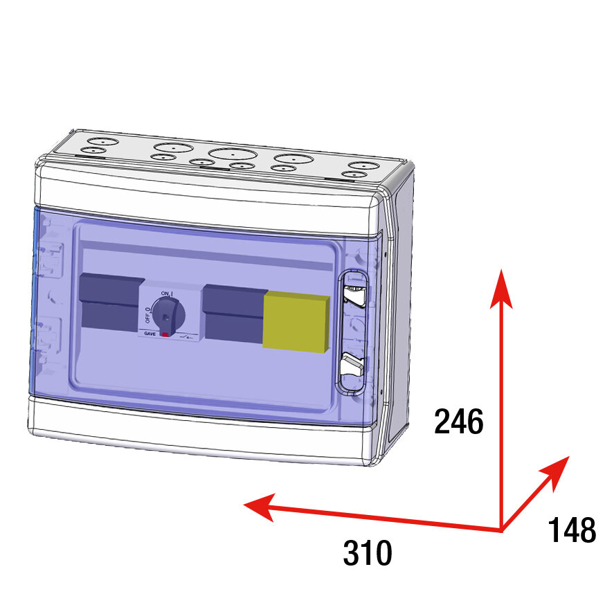 CAJA MODULAR CONEXION PV 2 STRINGS  FUSIBLE  20A + PROTECTOR SOBRETENSION II
