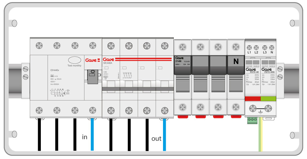 CAJA MODULAR AC TRIFASICA AUTOMATICO 40A DIFERENCIAL TIPO A 30MA