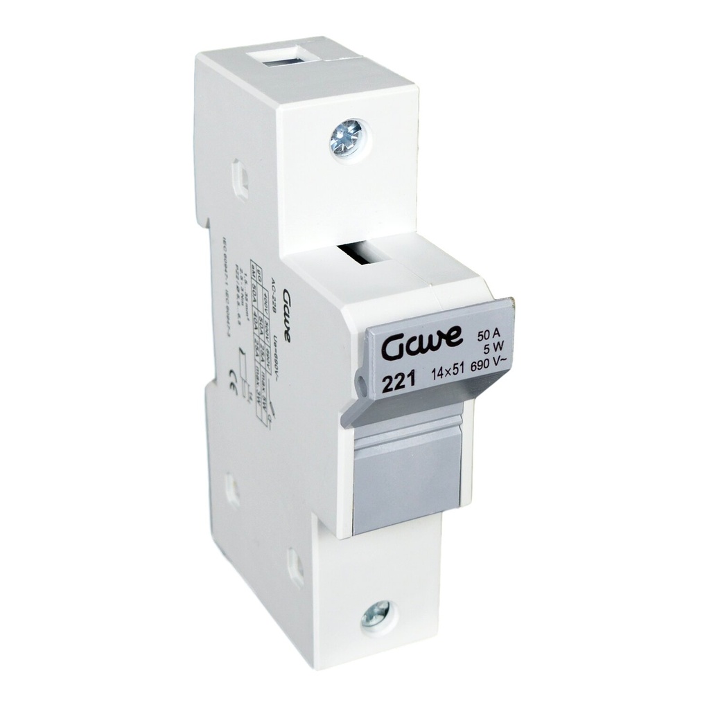 PORTAFUSIBLE  14X51 1P 50A.RAIL DIN