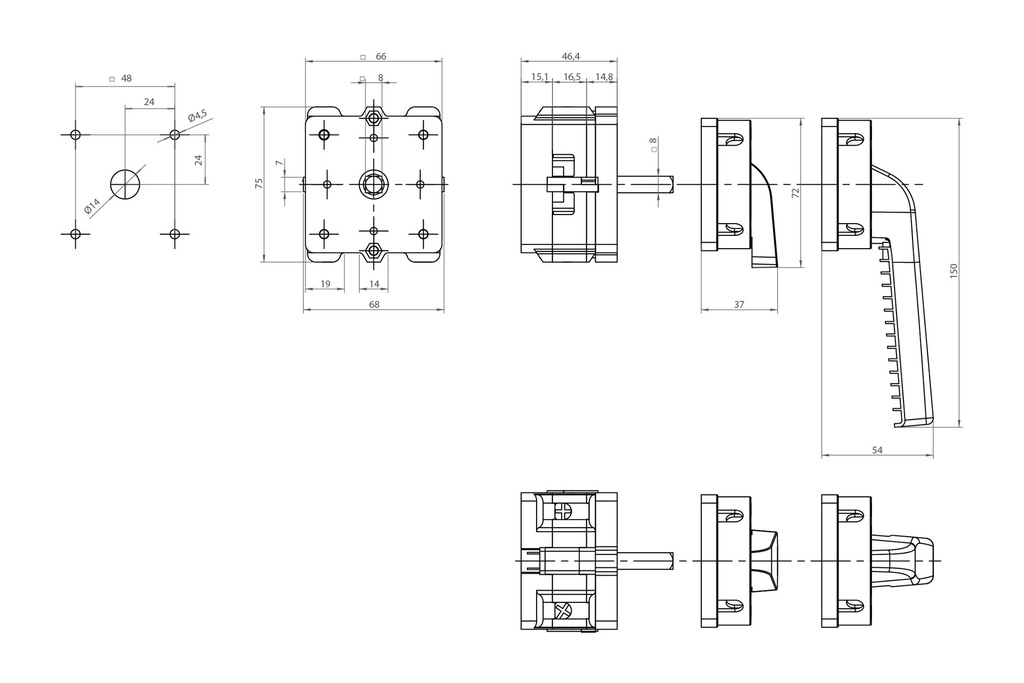INTERRUPTOR 2P.63A.D2 BLOQUEO CANDADO NEGRO/GRIS