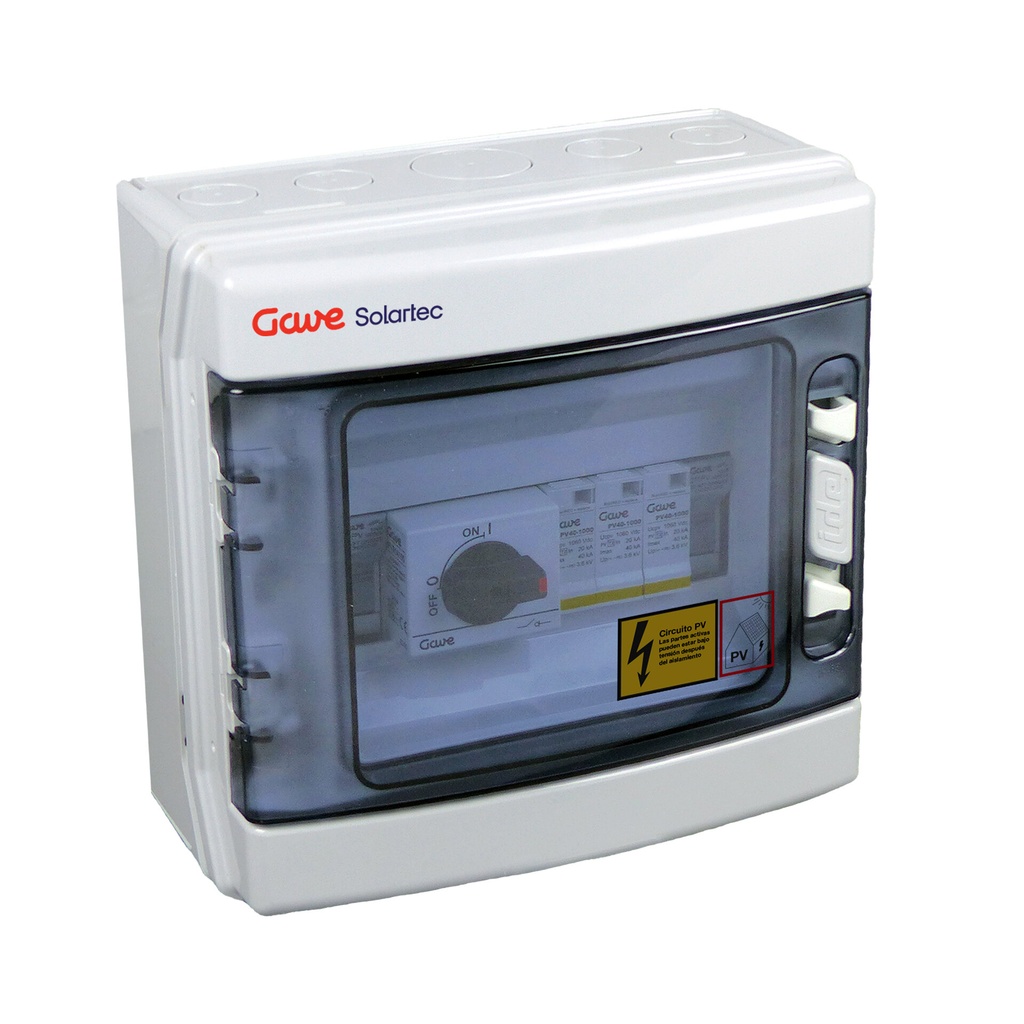 CAJA MODULAR CONEXION PV 1 STRING FUSIBLE 20A + PROTECTOR SOBRETENSION I+II