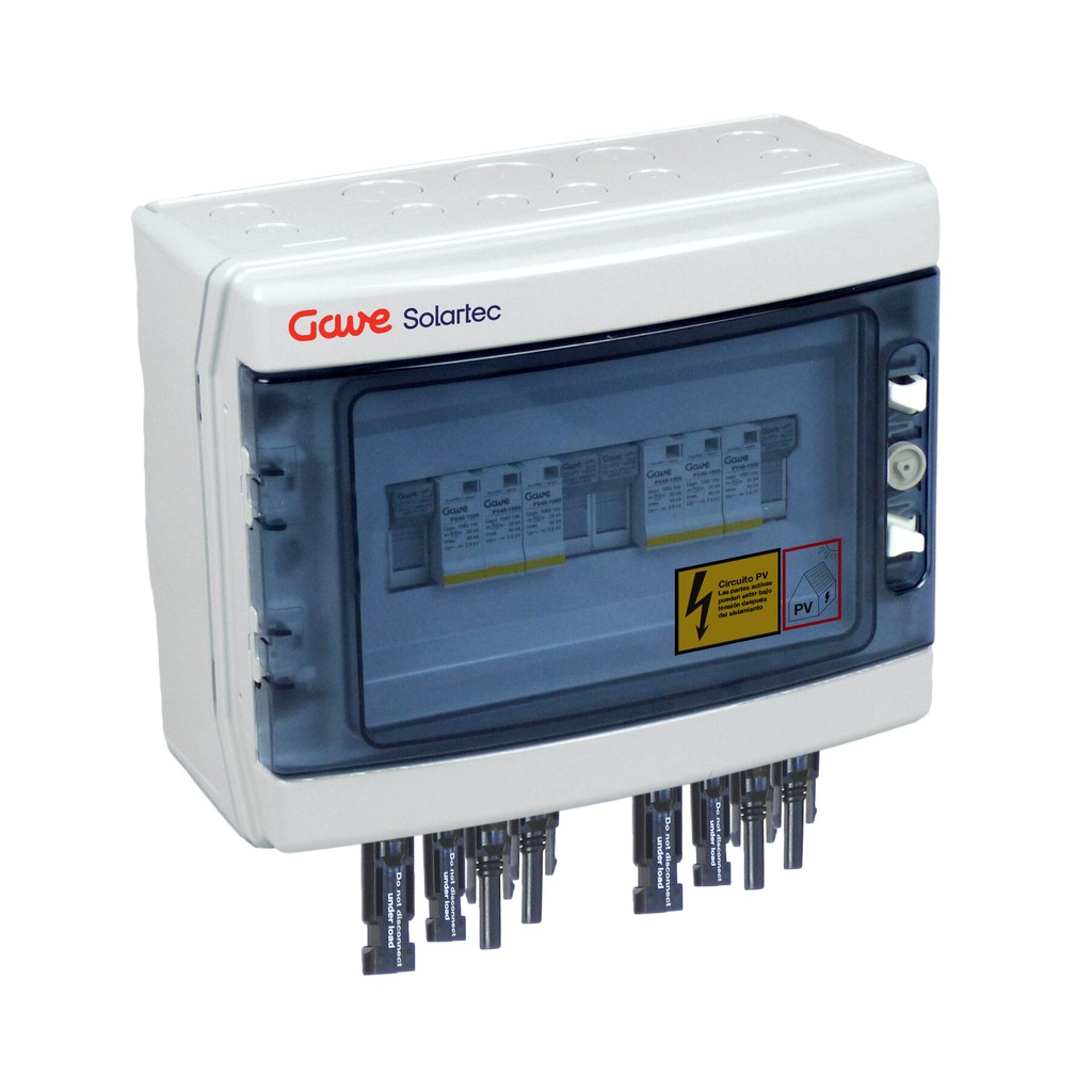 CAJA MODULAR GAVE CONEXIÓN MC4 2MPPT - 1STR.FUS 15A - SIN SECCIONADOR + PROTECTOR SOBRETENSION II