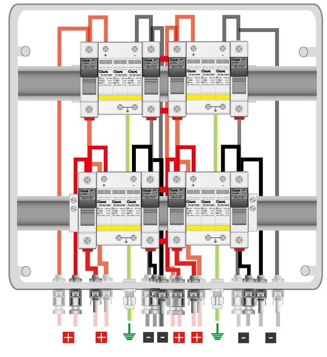 CAJA MODULAR CONEXIÓN MC4 4MPPT - 1STR.FUS 12A - SIN SECCIONADOR + PROTECTOR SOBRETENSION II