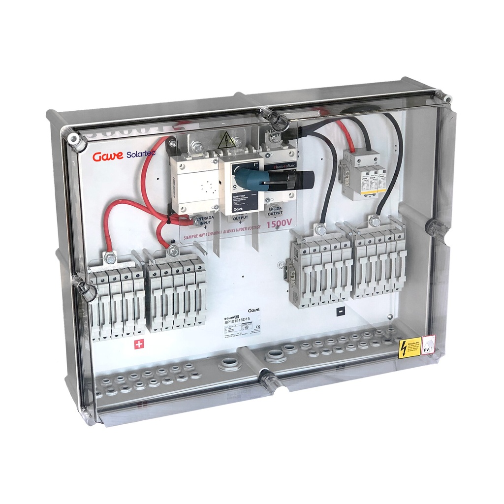 CAJA CONEXIÓN PV 1500V 10 STRINGS - FUS 15A - SECCIONADOR 160A + PROTECTOR SOBRETENSIONES GAVE